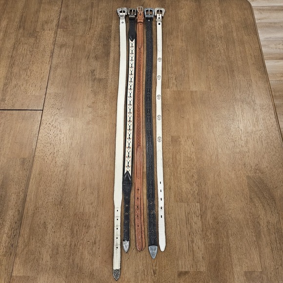 The Unbranded Brand Accessories - Lot Of 5 Vintage Leather Belt Boho Western Studded Beaded Belts Bundle